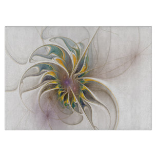 Ein buntes Fraktal-Ornament. Abstrakte Blume Schneidebrett
