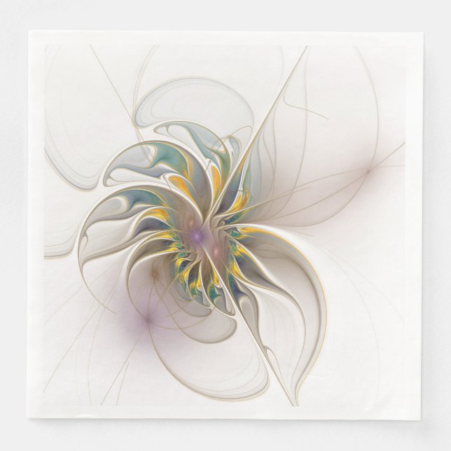 Ein buntes Fraktal-Ornament. Abstrakte Blume Serviette (Vorderseite)