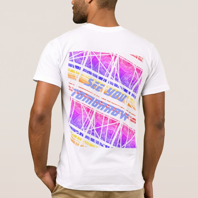 Ein buntes futuristisches Shirt mit anpassbarem Te (Rückseite)