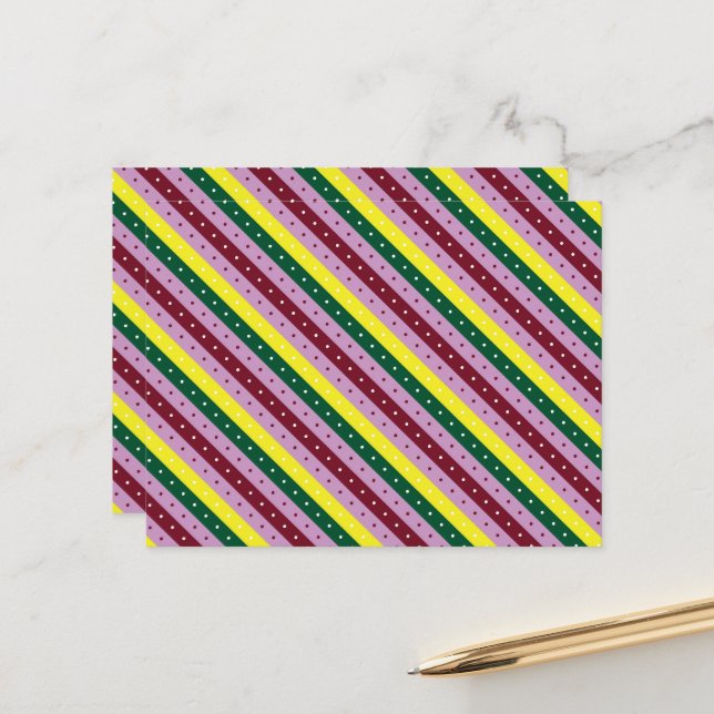 ein buntes Streifen mit Punkten Postkarte (Vorderseite/Rückseite Beispiel)