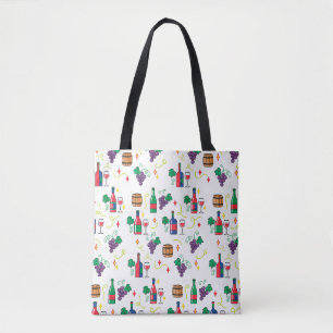 Ein buntes weinbezogenes Muster Tasche