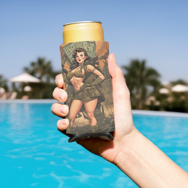 Ein Button-Up-Heldin in einer postapokalyptischen  Selters Dosenkühler (In Situ Pool)