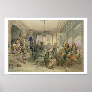 Ein Café, Konstantinopel, 1854 (Stift u. Tinte u. Poster