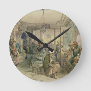 Ein Café, Konstantinopel, 1854 (Stift u. Tinte u. Runde Wanduhr