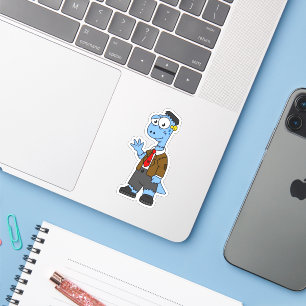 Ein Cartoon Brontosaurier verkleidete sich als Fra Aufkleber