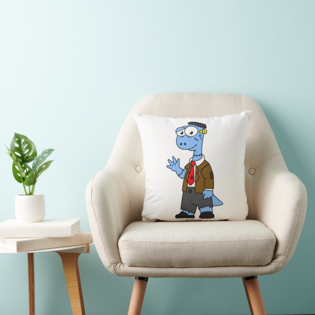 Ein Cartoon Brontosaurier verkleidete sich als Fra Kissen (Stuhl )