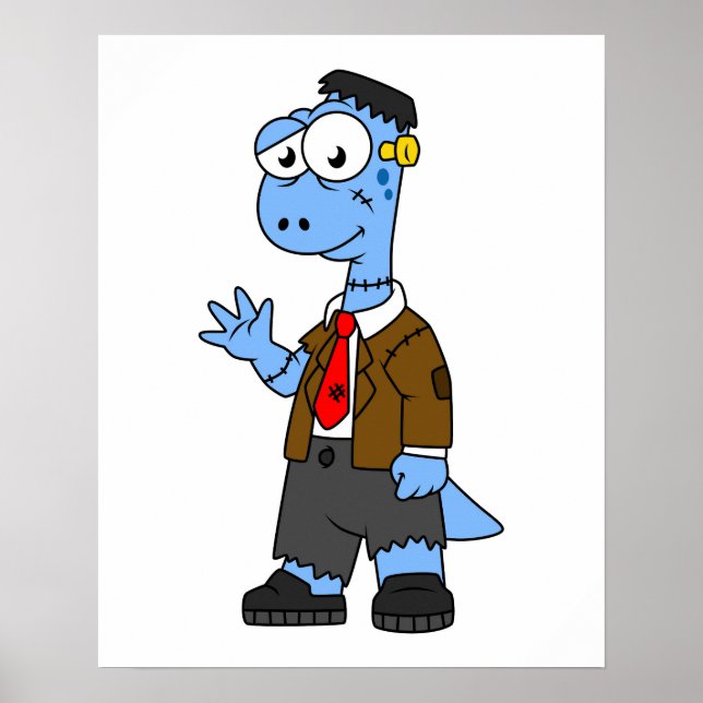 Ein Cartoon Brontosaurier verkleidete sich als Fra Poster (Vorne)