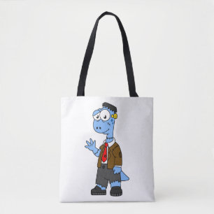 Ein Cartoon Brontosaurier verkleidete sich als Fra Tasche