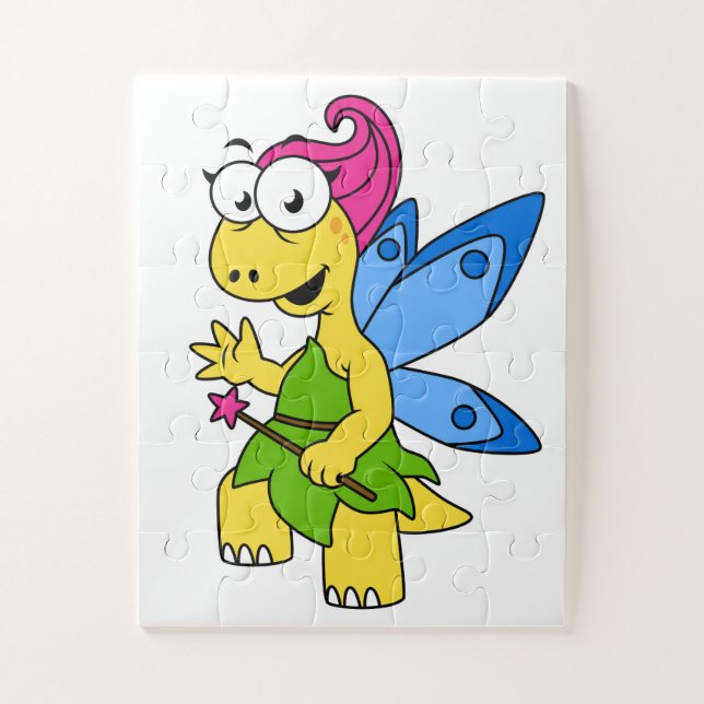 Ein Cartoon Fairysaur Dinosaurier. (Vertikal)