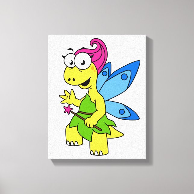 Ein Cartoon Fairysaur Dinosaurier. Leinwanddruck (Vorderseite)