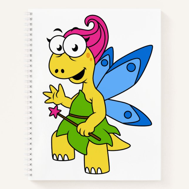 Ein Cartoon Fairysaur Dinosaurier. Notizbuch (Vorderseite)