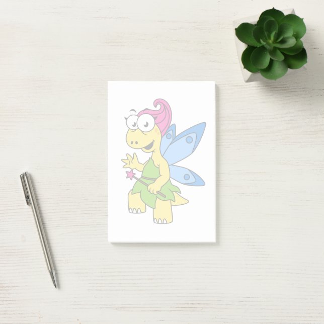 Ein Cartoon Fairysaur Dinosaurier. Post-it Klebezettel (Büro)