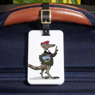 Ein Cartoon Iguanodon Clerk. Gepäckanhänger