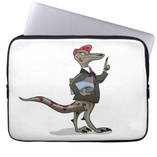 Ein Cartoon Iguanodon Clerk. Laptopschutzhülle