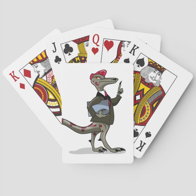 Ein Cartoon Iguanodon Clerk. Spielkarten (Rückseite)