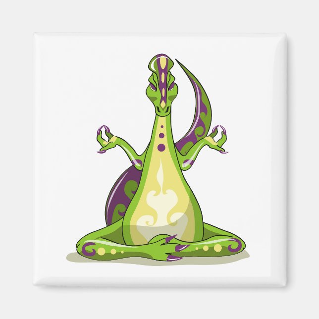Ein Cartoon Iguanodon Dinosaurier, der Yoga macht. Magnet (Vorne)