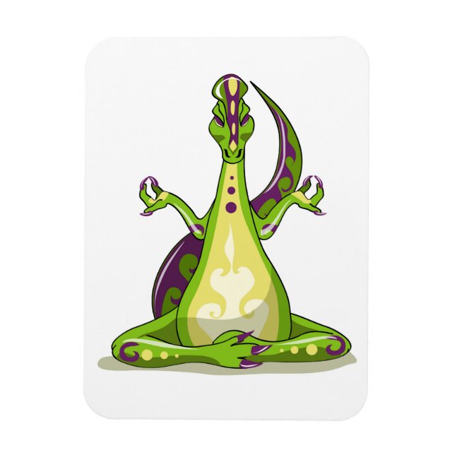 Ein Cartoon Iguanodon Dinosaurier, der Yoga macht. Magnet (Vertikal)