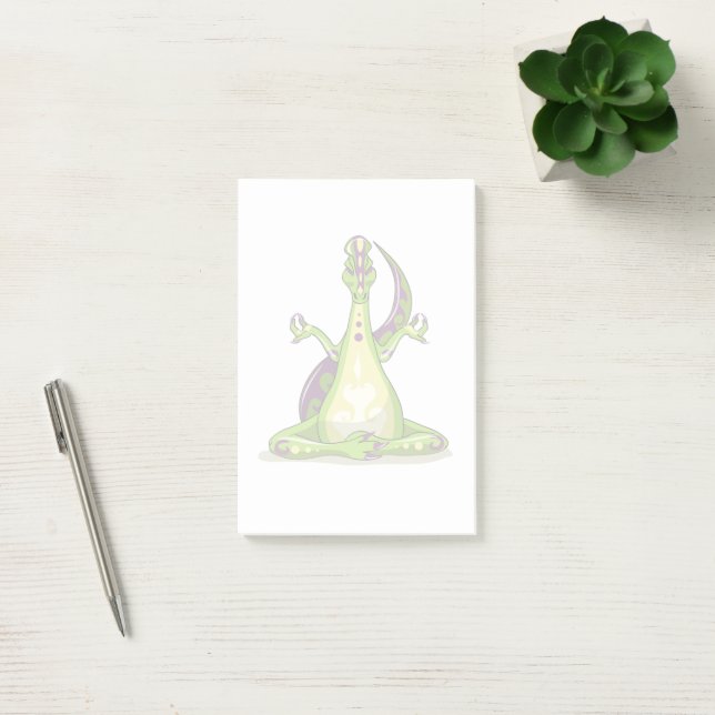 Ein Cartoon Iguanodon Dinosaurier, der Yoga macht. Post-it Klebezettel (Büro)