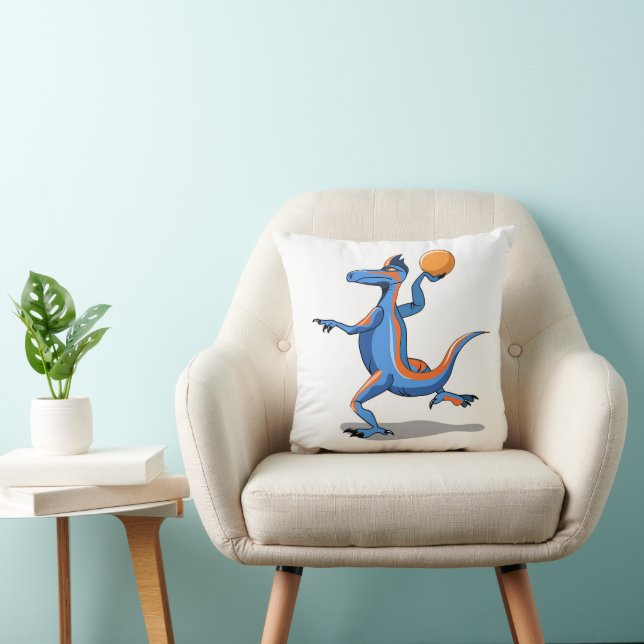 Ein Cartoon Iguanodon spielt Basketball. Kissen (Stuhl )