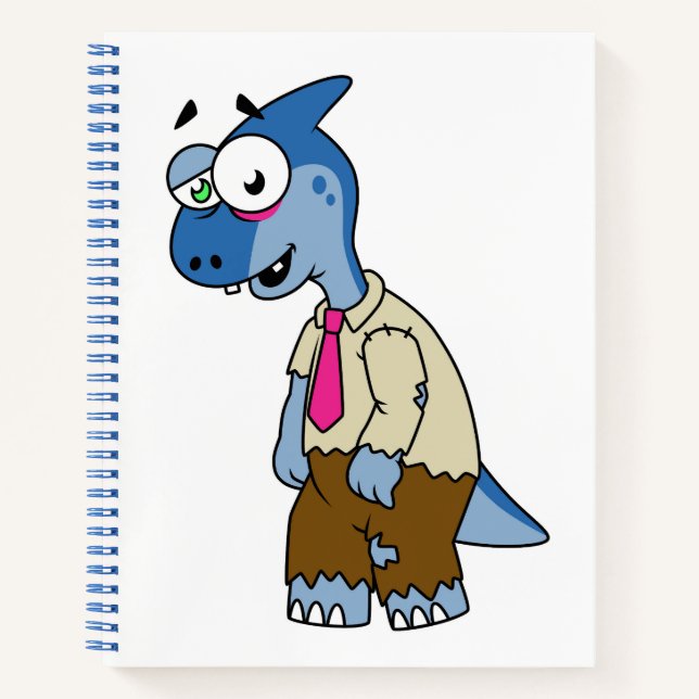 Ein Cartoon Parasaurolophus, der als Zombie verkle Notizbuch (Vorderseite)