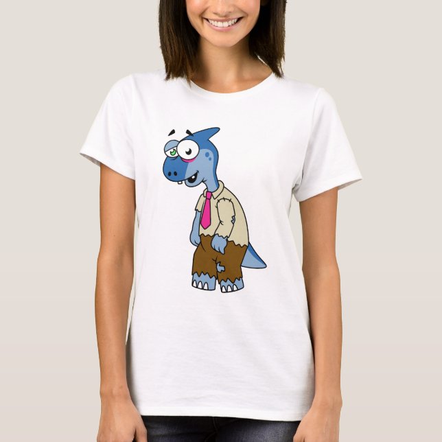 Ein Cartoon Parasaurolophus, der als Zombie verkle T-Shirt (Vorderseite)