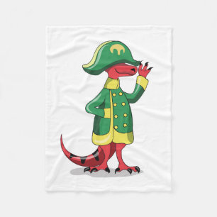 Ein Cartoon Tyrannosaur Rex verkleidet als Napoleo Fleecedecke