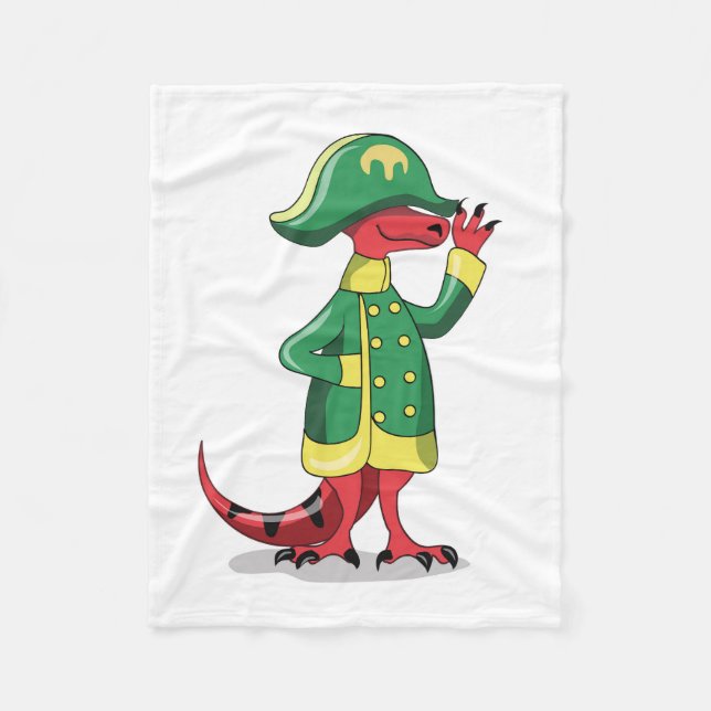 Ein Cartoon Tyrannosaur Rex verkleidet als Napoleo Fleecedecke (Vorderseite)