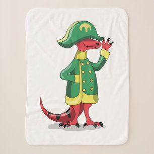 Ein Cartoon Tyrannosaur Rex verkleidet als Napoleo Sherpadecke