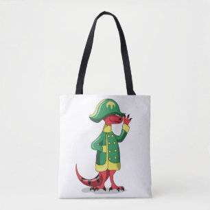 Ein Cartoon Tyrannosaur Rex verkleidet als Napoleo Tasche