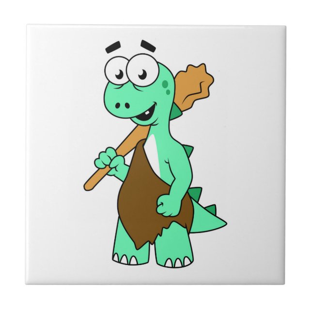 Ein Cartoon Tyrannosaurus Rex Caveman. Fliese (Vorderseite)