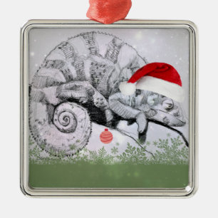 Ein Chamäleon-Weihnachten Silbernes Ornament