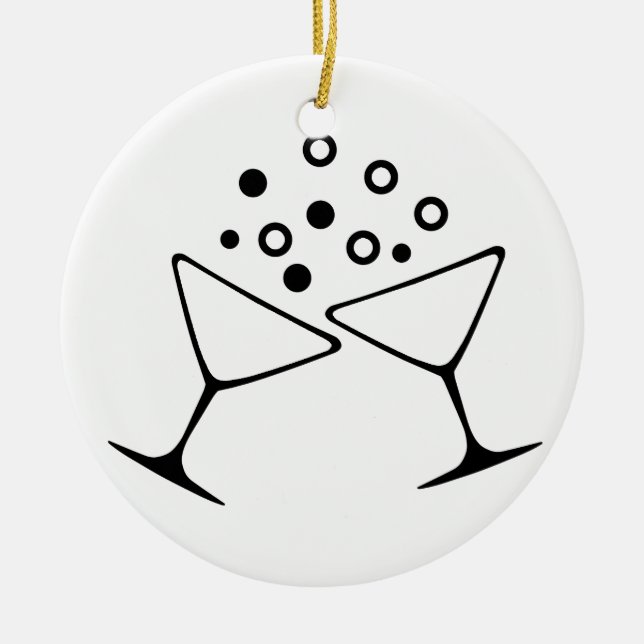 Ein Champagne-Toast Keramik Ornament (Vorne)