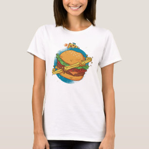 Ein Cheesburger mit Pizzarockner T-Shirt