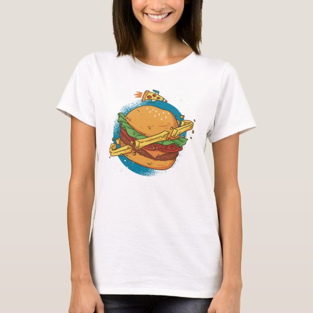 Ein Cheesburger mit Pizzarockner T-Shirt (Vorderseite)