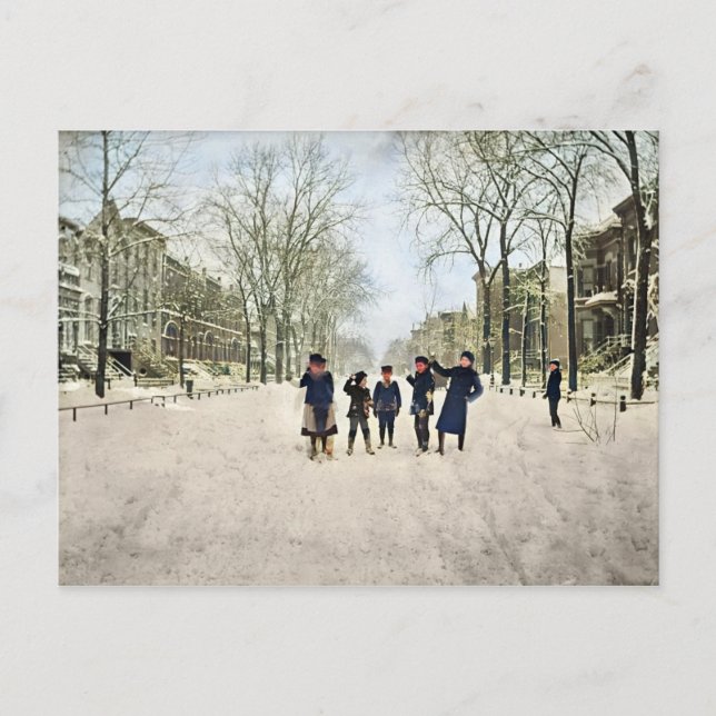 EIN CHICAGO WINTER LINCOLN PARK 1897 KINDERFARBE POSTKARTE (Vorderseite)