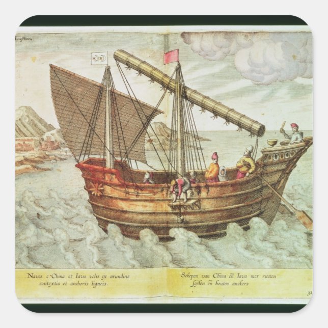 Ein chinesischer Junk Quadratischer Aufkleber (Vorderseite)