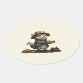 Ein Chipmunk vom alten Block Ovaler Aufkleber
