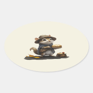 Ein Chipmunk vom alten Block Ovaler Aufkleber