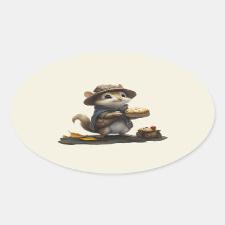 Ein Chipmunk vom alten Block Ovaler Aufkleber