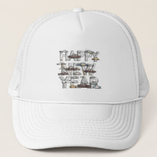 ein cleveres glückliches neues Jahr Design für Aut Truckerkappe