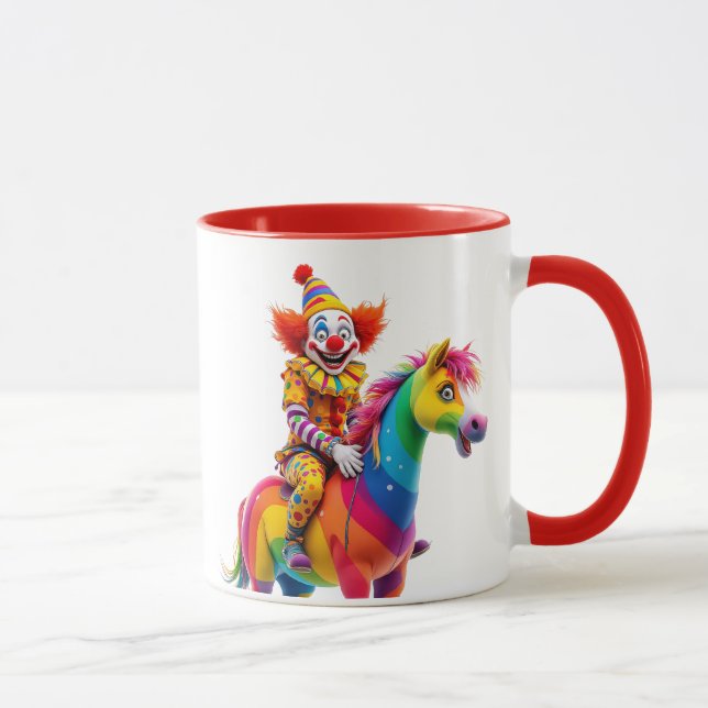 Ein Clown auf seinem Pferd. Tasse (Rechts)