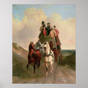 Ein Coach und vier auf offener Straße Poster