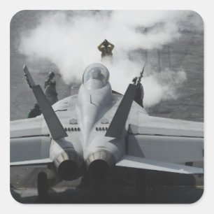 Ein Cockpit signalisiert eine F/A-18F Quadratischer Aufkleber