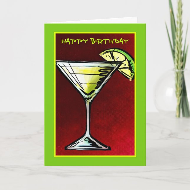 Ein Cocktail Glass Sketch Happy Birthday Karte (Vorderseite)
