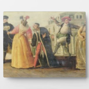 Ein Comedia Dell'Arte Troupe vor einer Renaissance Fotoplatte