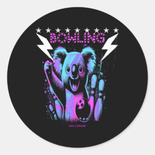 Ein Cooler Koala-Bären-Bowling mit Blitzschlag Runder Aufkleber