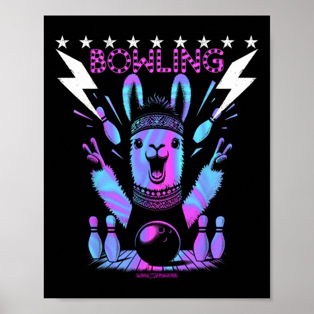 Ein Cooler Lama-Bowling mit Blitzschlag Poster (Vorne)