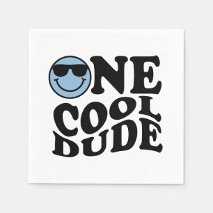Ein Cooler Typ   Blue Retro Preppy Smile Birthday Serviette