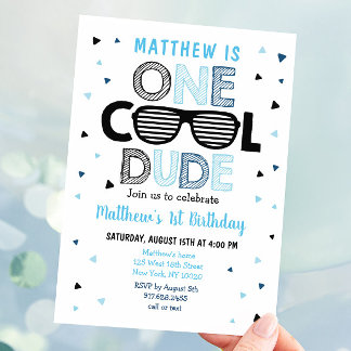 Ein Cooler Typ Sunglass Boy Erster Geburtstag Einladung