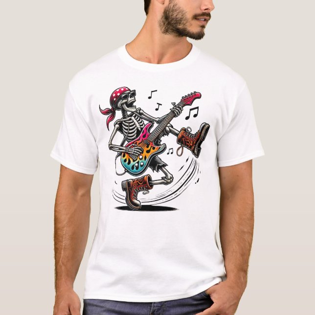 Ein cooles Rockstar-Skelett T-Shirt (Vorderseite)